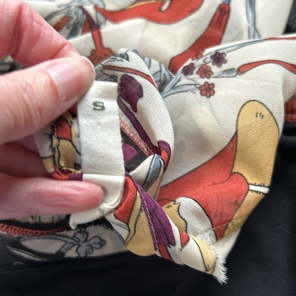 Anthropologie Tiny Raye Balloon Sleeve Mixed Media Blouse Black Size Small - Picture 13 of 16